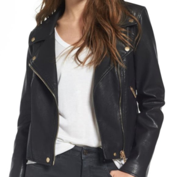 Blank NYC Jackets & Blazers - BLANKNYC Faux Leather Moto Jacket / Black / Small